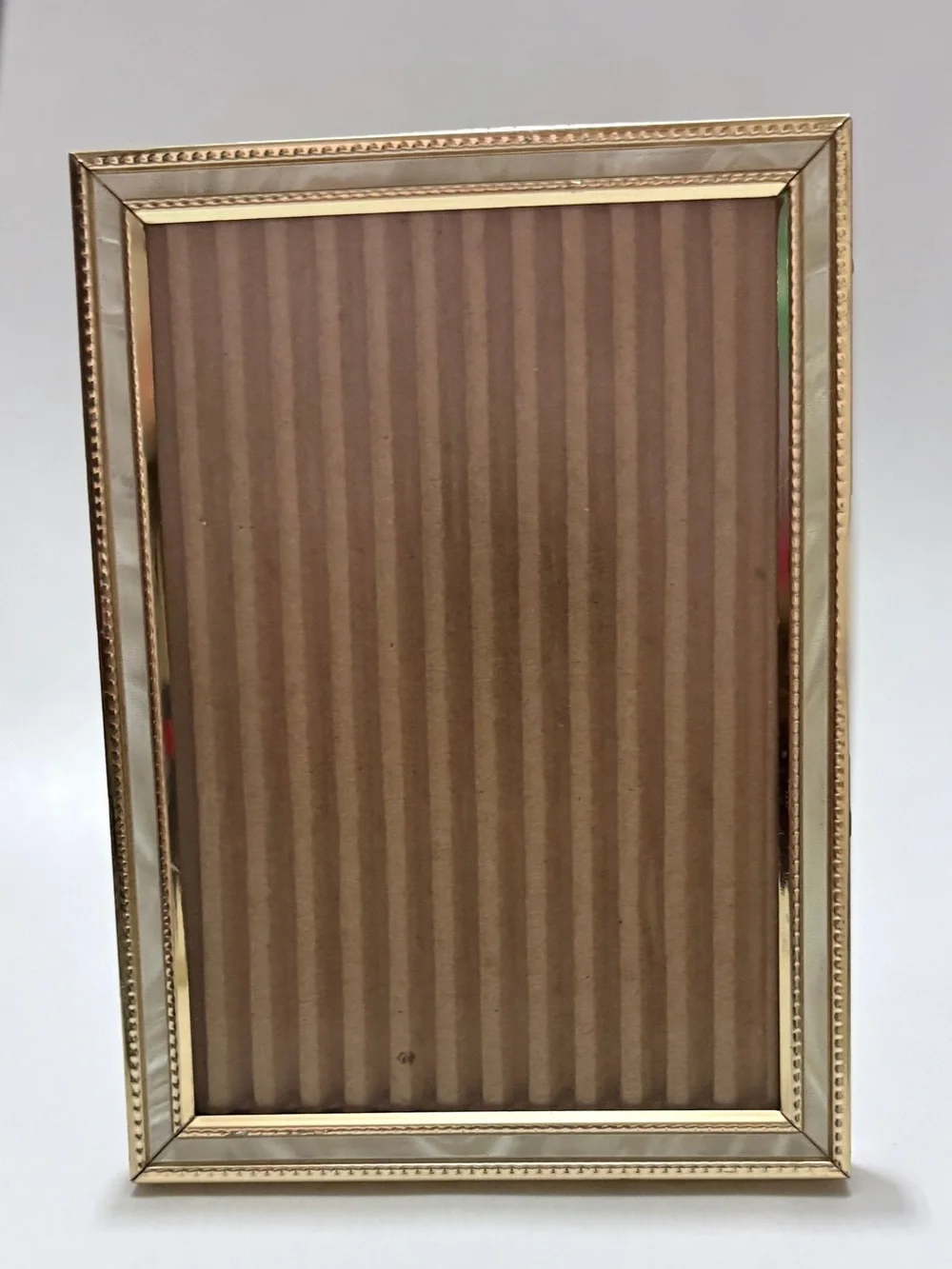 VINTAGE Mother of Pearl 5X7 Frame Easel Holographic Stands Metal